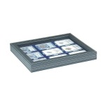 LINDNER - Cofanetto NERA CASSETTA M CON FINESTRA con interno blu a 9 caselle rettangolari da 63x85 mm per Slabs - Nero