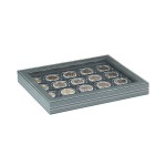 LINDNER - Cofanetto NERA CASSETTA M CON FINESTRA con interno nero a 20 caselle quadrate da 50 mm con tacca - Nero