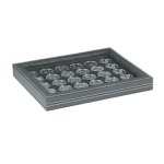 LINDNER - Cofanetto NERA CASSETTA M CON FINESTRA con interno nero a 30 caselle rotonde da 37,5 mm - Nero