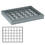 LINDNER - Cofanetto NERA CASSETTA M CON FINESTRA con interno nero a 35 caselle quadrate da 36 mm - Nero