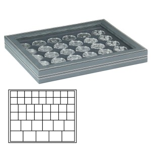 LINDNER - Cofanetto NERA CASSETTA M CON FINESTRA con interno nero a 45 caselle quadrate miste - Nero