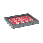 LINDNER - Cofanetto NERA CASSETTA M CON FINESTRA con interno rosso a 20 caselle quadrate da 50 mm con tacca - Nero