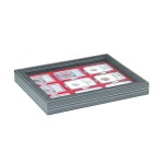 LINDNER - Cofanetto NERA CASSETTA M CON FINESTRA con interno rosso a 9 caselle rettangolari da 63x85 mm per Slabs - Nero