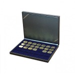 LINDNER - Cofanetto NERA CASSETTA M con interno blu a 35 caselle quadrate da 36 mm - Nero