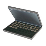 LINDNER - Cofanetto NERA CASSETTA M con interno nero a 54 caselle rotonde da 25,75 mm - Nero