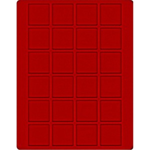 LINDNER - Cofanetto NERA CASSETTA M con interno rosso a 24 caselle quadrate da 42 mm - Nero