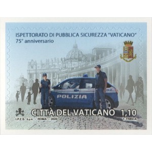 VATICANO - 2020 - 75° dell'Ispettorato di Pubblica Sicurezza Vaticano - 1 v. (E.C. di Vaticano con Italia)