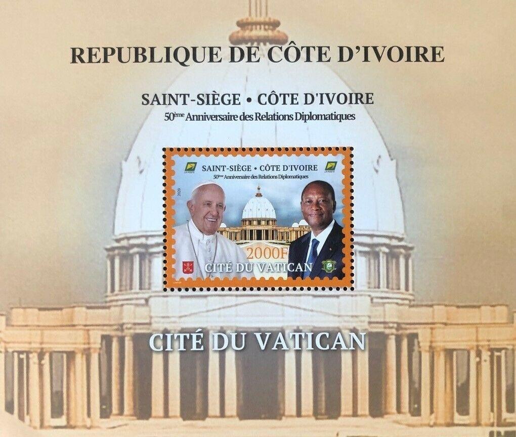 2020 COMPLEMENTARI 50° delle relazioni diplomatiche tra Santa Sede e Costa d Avorio 1 BF E.C. di Costa d Avorio con Vaticano Vaticano COSTA D'AVORIO - 2020 - COMPLEMENTARI: 50° delle relazioni diplomatiche tra Santa Sede e Costa d'Avorio - 1 BF (E.C. di Costa d'Avorio con Vaticano)