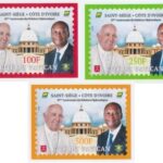 COSTA D'AVORIO - 2020 - VARIETÀ: 50° delle relazioni diplomatiche tra Santa Sede e Costa d'Avorio - (non dent.) 3 v. (E.C. di Costa d'Avorio con Vaticano)
