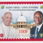 COSTA D'AVORIO - 2020 - VARIETÀ: 50° delle relazioni diplomatiche tra Santa Sede e Costa d'Avorio - (non dent.) 3 v. (E.C. di Costa d'Avorio con Vaticano)