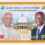 COSTA D'AVORIO - 2020 - VARIETÀ: 50° delle relazioni diplomatiche tra Santa Sede e Costa d'Avorio - (non dent.) 3 v. (E.C. di Costa d'Avorio con Vaticano)