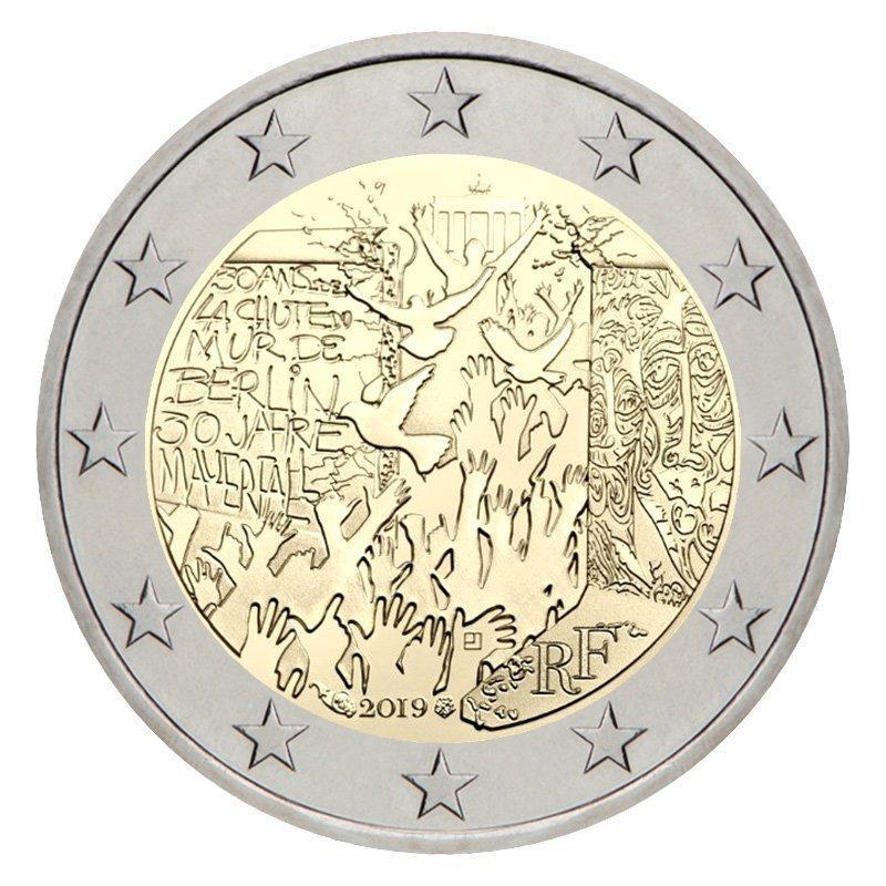 2019 2 Euro 30° della caduta del Muro di Berlino Francia FRANCIA - 2019 - 2 € 30° della caduta del Muro di Berlino - FDC da rotolino