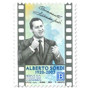 ITALIA - 2020 - 100° della nascita di Alberto Sordi - 1 v. con codice a barre