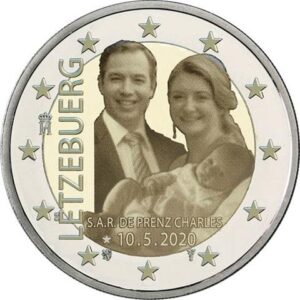 LUSSEMBURGO - 2020 - 2 € Nascita del principe ereditario Charles (versione fotografica) - FDC da rotolino