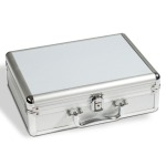 LEUCHTTURM - Valigetta in alluminio CARGO S6 con 6 vassoi in floccato blu a caselle quadrate assortiti
