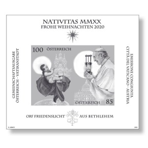 AUSTRIA - 2020 - Natale - 1 BF in nero (E.C. di Austria con Vaticano)