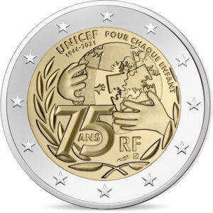 FRANCIA - 2021 - 2 € 75° dell'UNICEF - FDC da rotolino