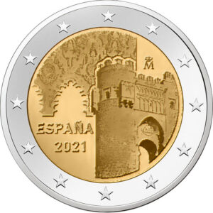 SPAGNA - 2021 - 2 € Centro storico di Toledo - FDC da rotolino