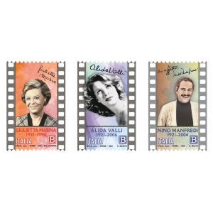 ITALIA - 2021 - Eccellenze dello spettacolo: Giulietta Masina, Alida Valli e Nino Manfredi - 3 v. con codice a barre