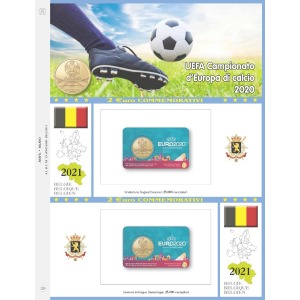 ABAFIL - Foglio 2,5 € Belgio 2021 Europei di calcio in coin card (doppia versione)