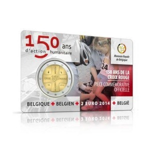 2014 2 Euro 150° della Croce Rossa in Belgio FDC in coin card Belgio 3