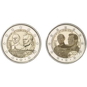 LUSSEMBURGO - 2020 - Coppia 2 € 100° della nascita del Granduca Jean - FDC da rotolino
