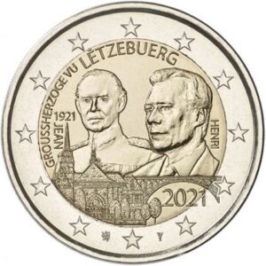 LUSSEMBURGO - 2021 - 2 € 100° della nascita del Granduca Jean (versione in rilievo) - FDC da rotolino