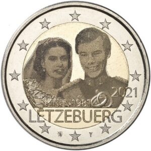 LUSSEMBURGO - 2021 - 2 € 40° del matrimonio del Granduca Henri con la Granduchessa Maria Teresa (versione fotografica) - FDC da rotolino