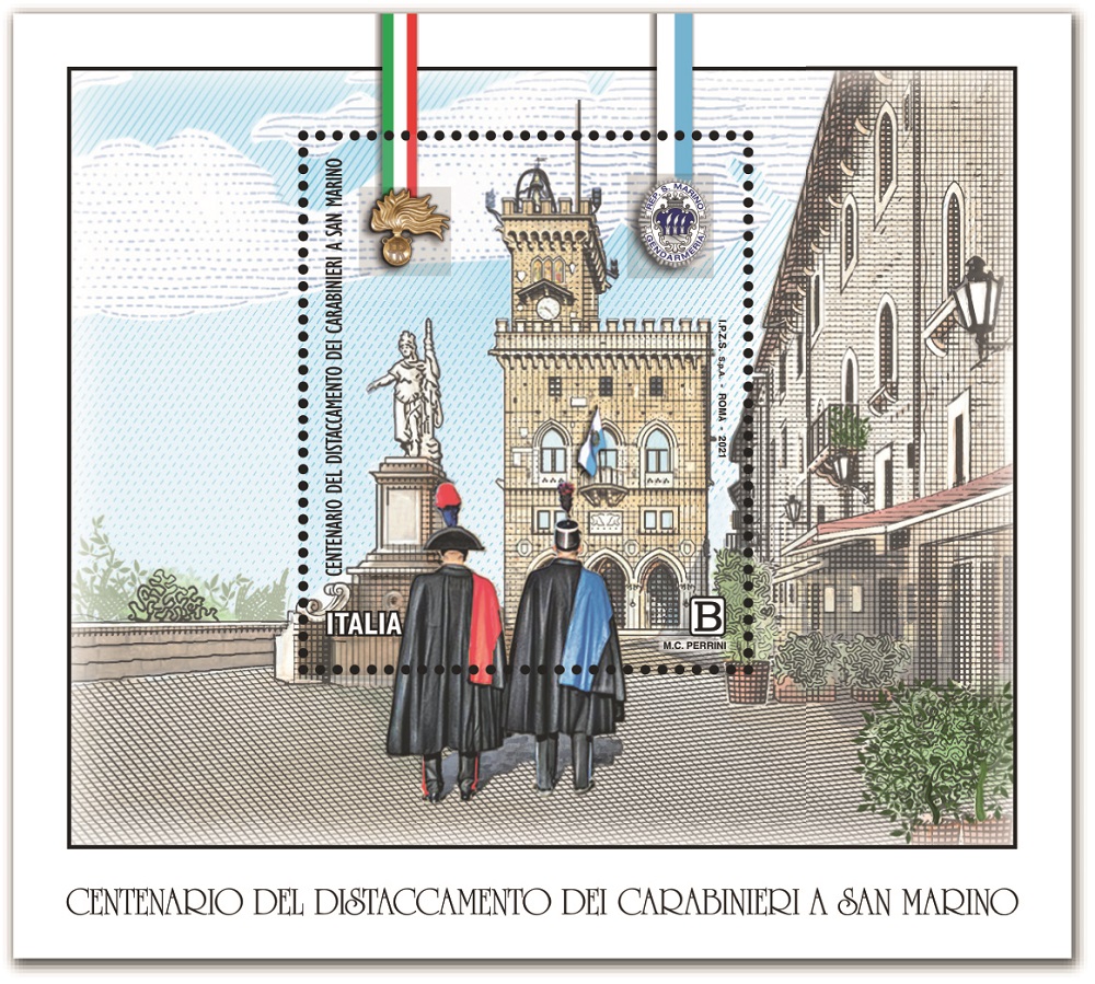 2021 100° del distaccamento dei Carabinieri a San Marino 1 BF E.C. di Italia con San Marino Italia ITALIA - 2021 - 100° del distaccamento dei Carabinieri a San Marino - 1 BF (E.C. di Italia con San Marino)