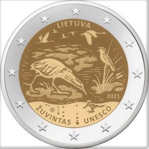 LITUANIA - 2021 - 2 € Riserva della biosfera di Žuvintas - FDC da rotolino