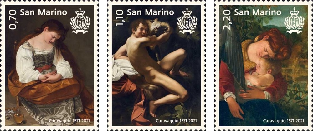 2021 450° della nascita di Caravaggio 3 v. San Marino SAN MARINO - 2021 - 450° della nascita di Caravaggio - 3 v.