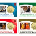 VATICANO - 2021 - Stamp&Coin Card N° 36-37-38-39: Pontificato MMXXI con 50 c. - 4 x 1 moneta FDC