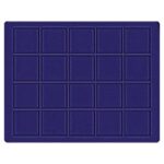 LINDNER - Astuccio ALU con 6 vassoi in floccato blu a 20 caselle quadrate da 47 mm