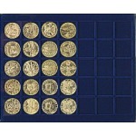 LINDNER - Astuccio ALU con 6 vassoi in floccato blu a 35 caselle quadrate da 36 mm