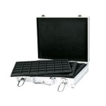 LINDNER - Astuccio ALU con 6 vassoi in floccato nero assortiti a caselle quadrate
