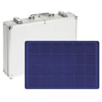 LINDNER - Valigetta ALU per monete con 5 vassoi in floccato blu a 24 caselle quadrate da 45 mm