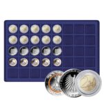 LINDNER - Vassoio in floccato blu a 40 caselle quadrate da 34 mm - 1 pz.