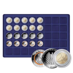 LINDNER - Vassoio in floccato blu a 40 caselle quadrate da 34 mm - 1 pz.