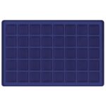 LINDNER - Vassoio in floccato blu a 40 caselle quadrate da 34 mm - 1 pz.