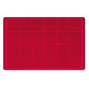 LINDNER - Vassoio in floccato rosso a 24 caselle quadrate da 45 mm - 1 pz.