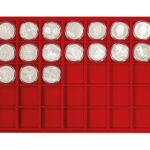 LINDNER - Vassoio in floccato rosso a 35 caselle quadrate da 39 mm - 1 pz.