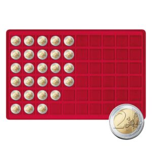 LINDNER - Vassoio in floccato rosso a 60 caselle quadrate da 27 mm - 1 pz.