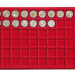 LINDNER - Vassoio in floccato rosso a 60 caselle quadrate da 27 mm - 1 pz.