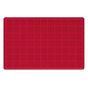 LINDNER - Vassoio in floccato rosso a 77 caselle quadrate da 24 mm - 1 pz.