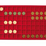 LINDNER - Vassoio in floccato rosso a 77 caselle quadrate da 24 mm - 1 pz.