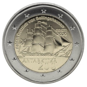 ESTONIA - 2020 - 2 € 200° della scoperta dell'Antartide - FDC da rotolino