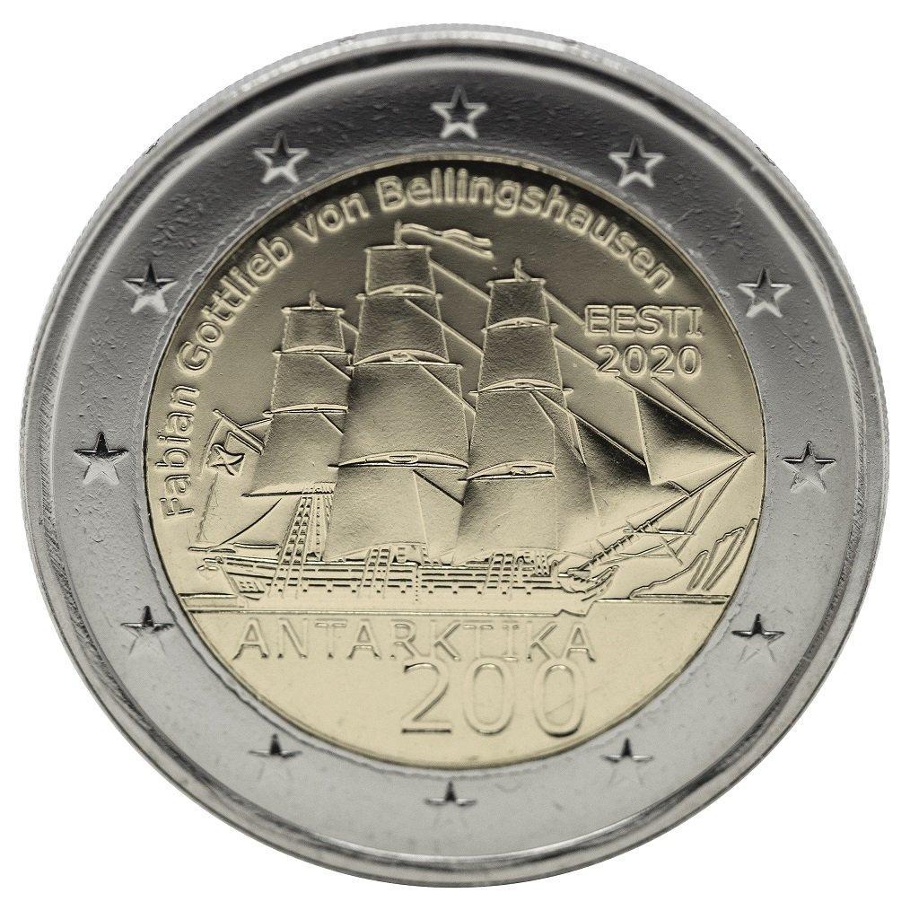 2020 2 Euro 200° della scoperta dell Antartide Estonia ESTONIA - 2020 - 2 € 200° della scoperta dell'Antartide - FDC da rotolino