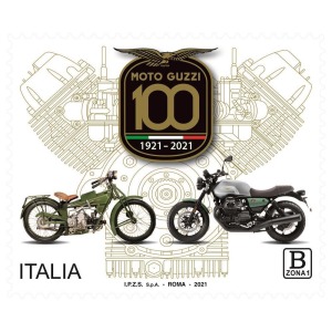 ITALIA - 2021 - 100° di Moto Guzzi - 1 v. con codice a barre