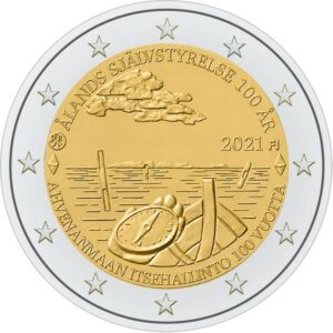 FINLANDIA - 2021 - 2 € 100° dell'autonomia di Aland - FDC da rotolino
