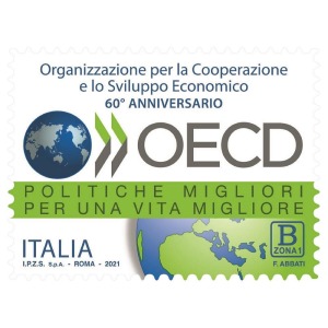 ITALIA - 2021 - 60° del trattato istitutivo dell'OCSE - 1 v. con codice a barre